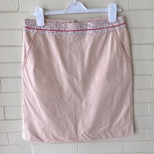 Anthropologie Elevenses soft pink skirt w/ floral waistband